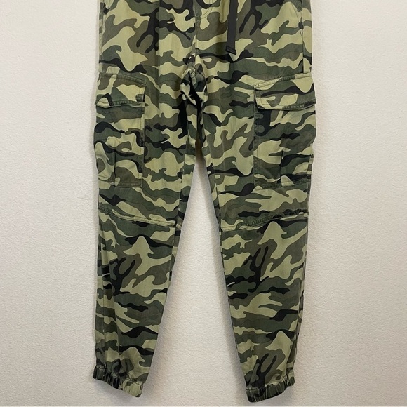 Pam & Gela Green Camouflage Print Cargo Cropped Military Pull On Pants Size S - Picture 7 of 13